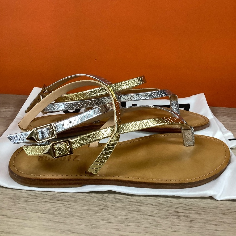Schutz Metallic Gold/Silver Thongs
